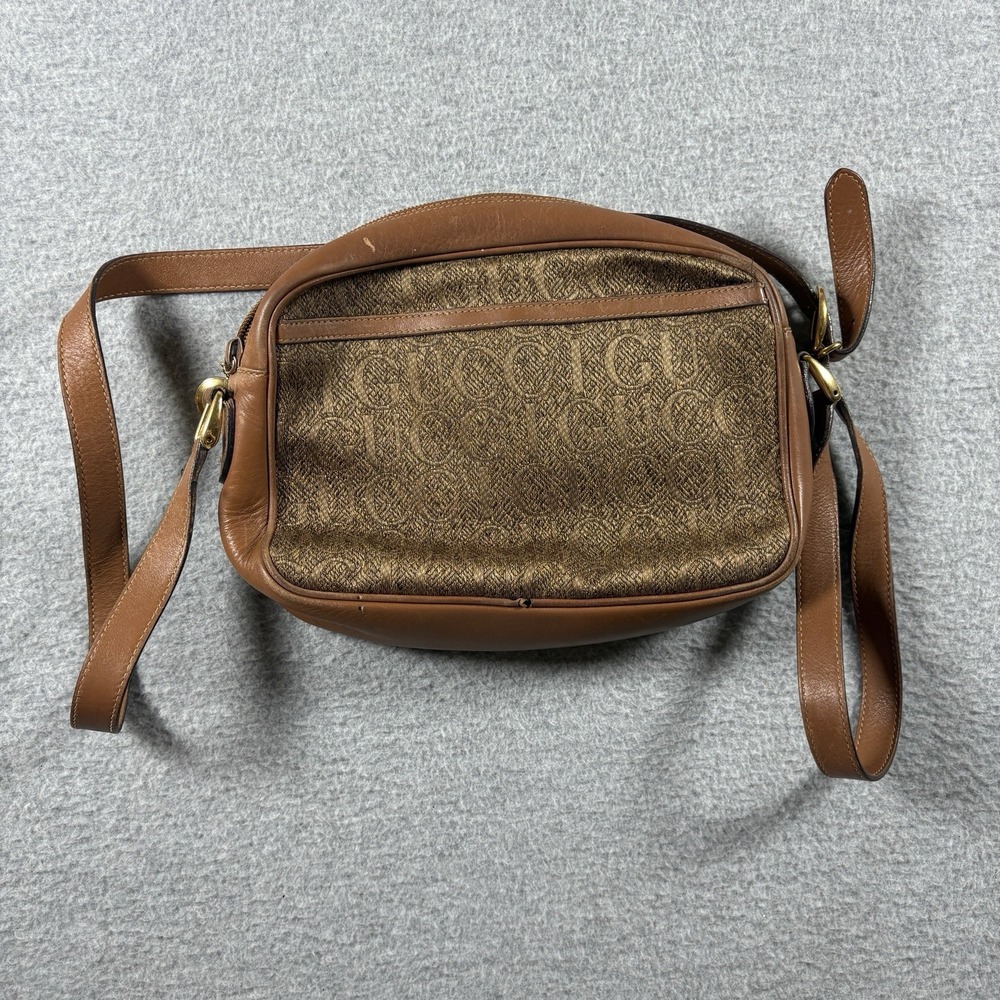 Vintage 80s Gucci GG Monogram Camera Bag Leather Crossbody Shoulder Purse Italy - Picture 6 of 16